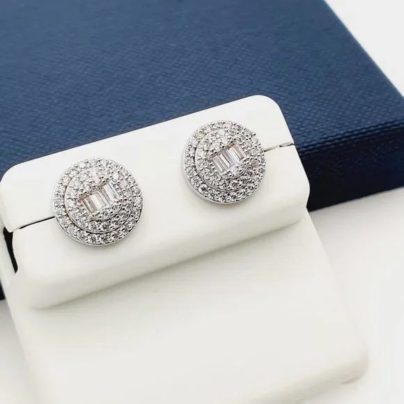 925 Sterling Silver Plated CZ Earrings, EVBRS573 - Picture 4 of 10